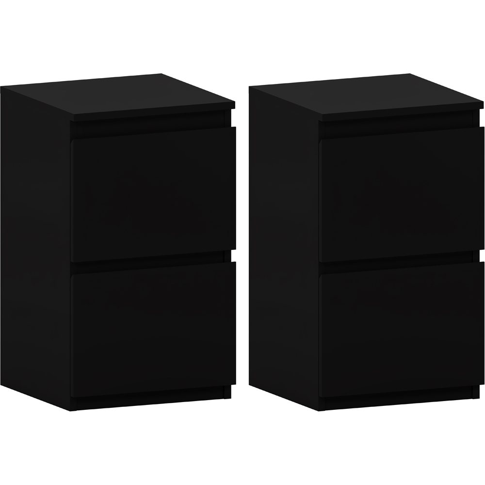 VIDA DESIGNS Denver 2 Drawer Black Bedside Cabinet Set of 2 Image 2