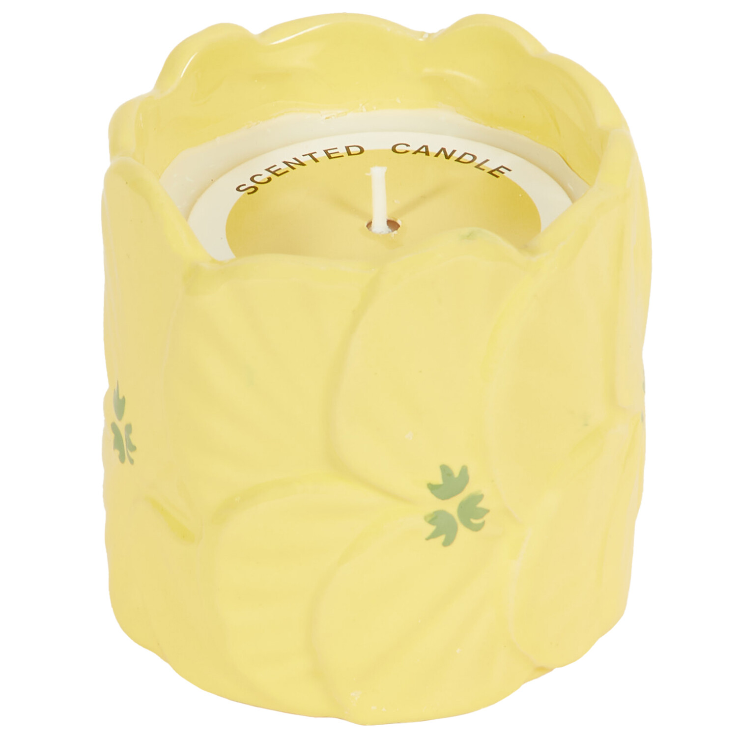 Flower Ceramic Candle - Yellow or Green Image 2