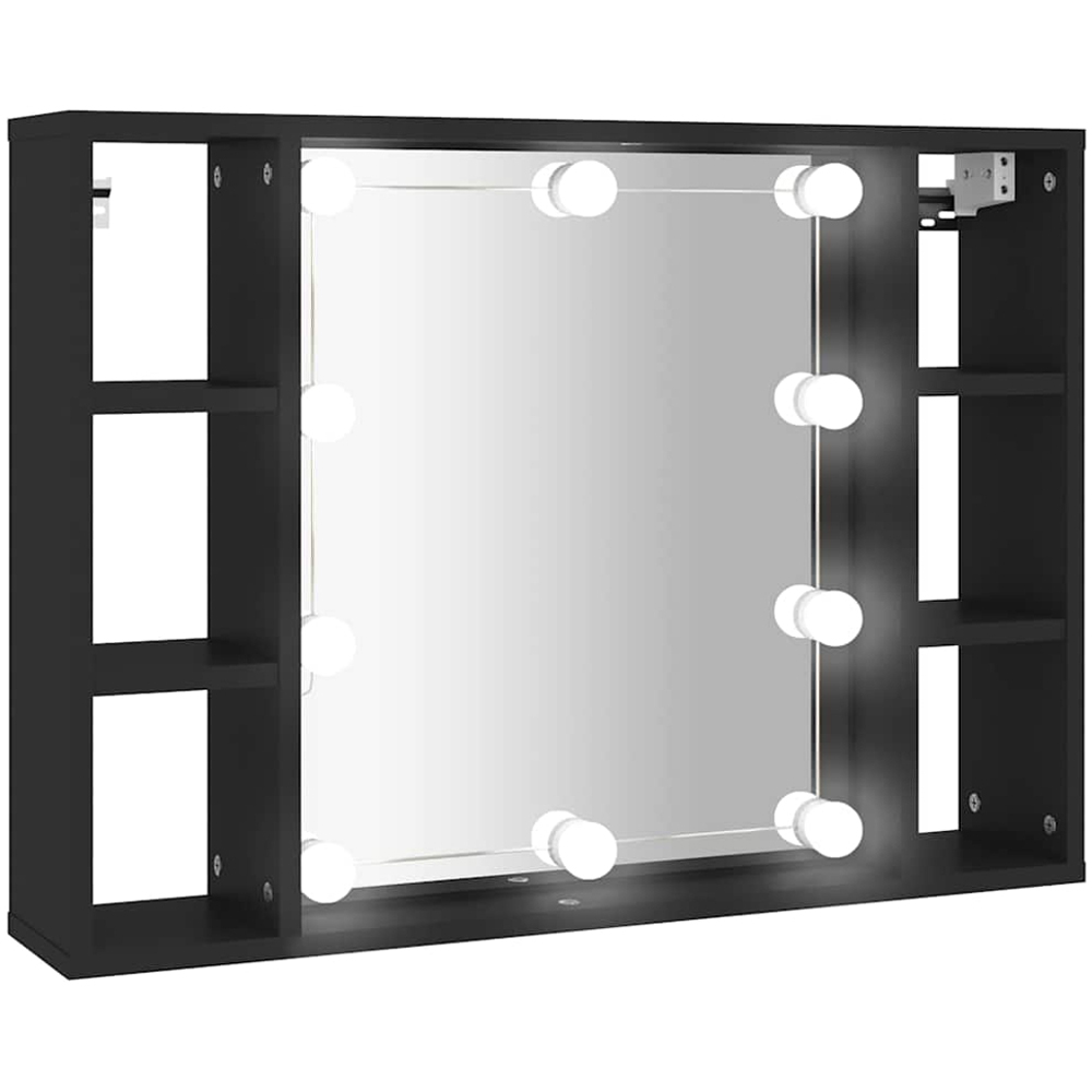 vidaXL 6 Shelf Black LED Mirror Cabinet Image 3