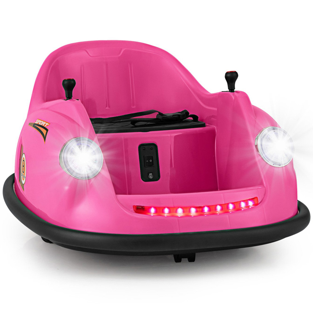 Costway Kids Pink Ride On Bumper Car with Remote Control and Music 12V Image 3