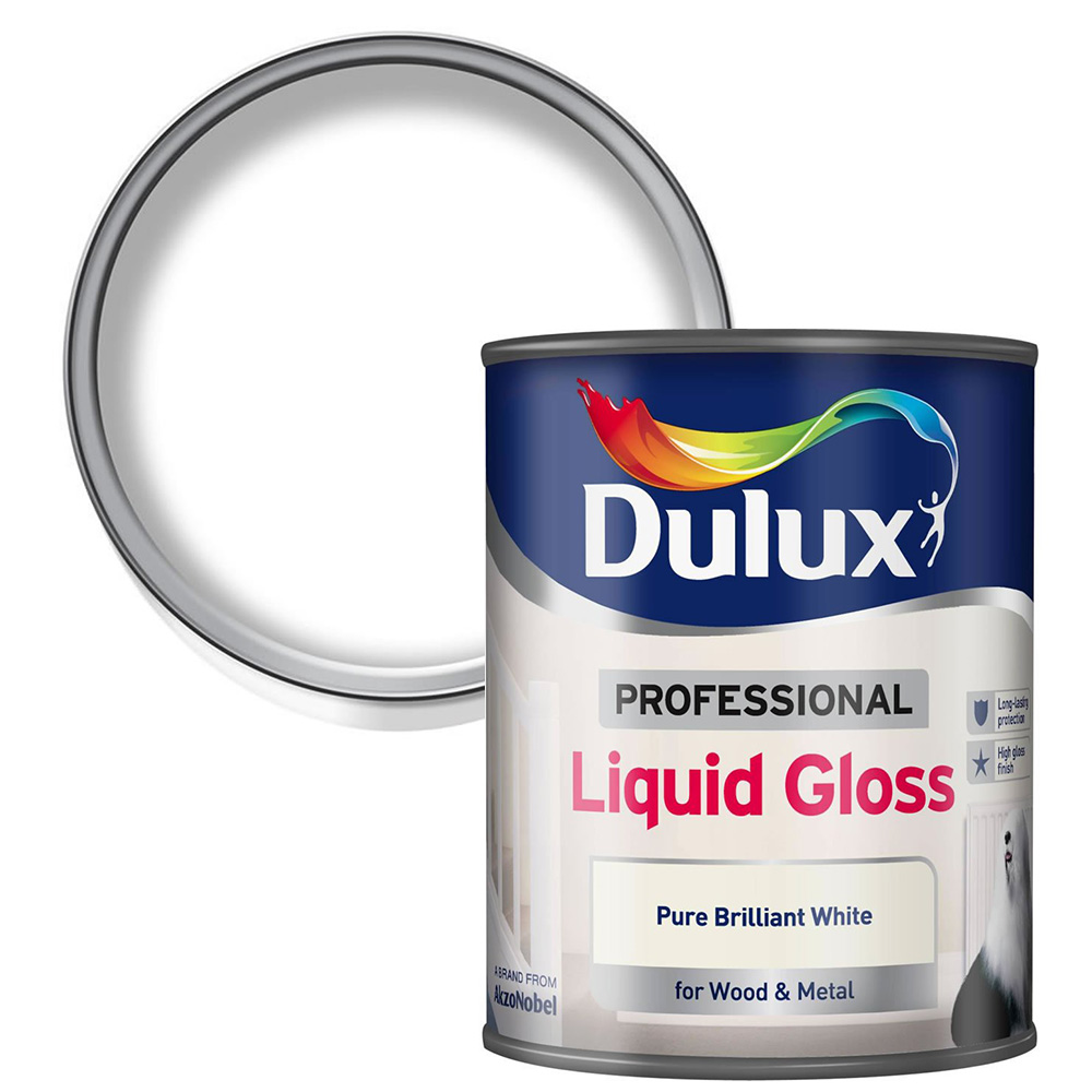 Dulux Professional Pure Brilliant White Liquid Gloss Paint 750ml Image 1