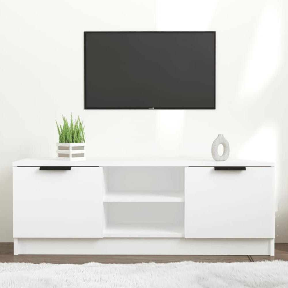 vidaXL 2 Door 2 Shelf White TV Cabinet Image 1