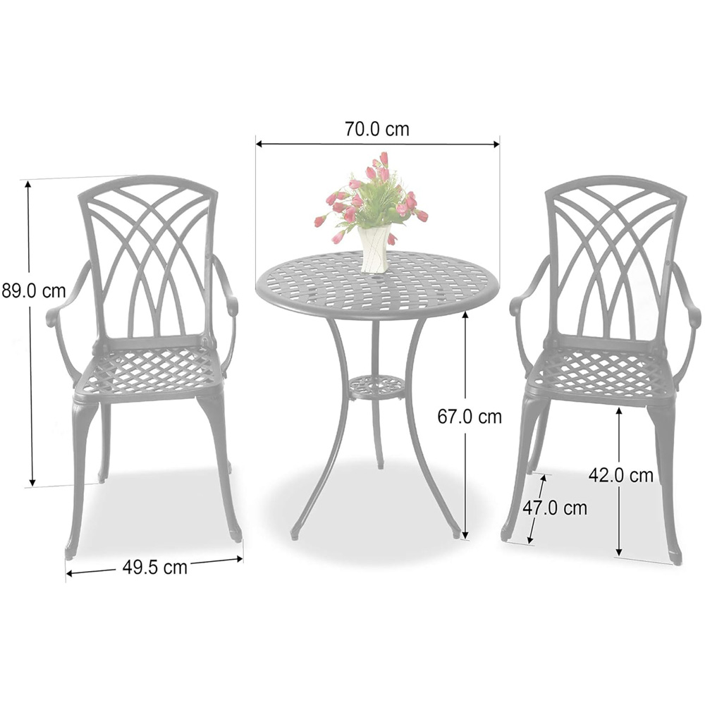 Centurion Oshowa 2 Seater Black and Green Cast Aluminium Garden Bistro Set with Cushions Image 8