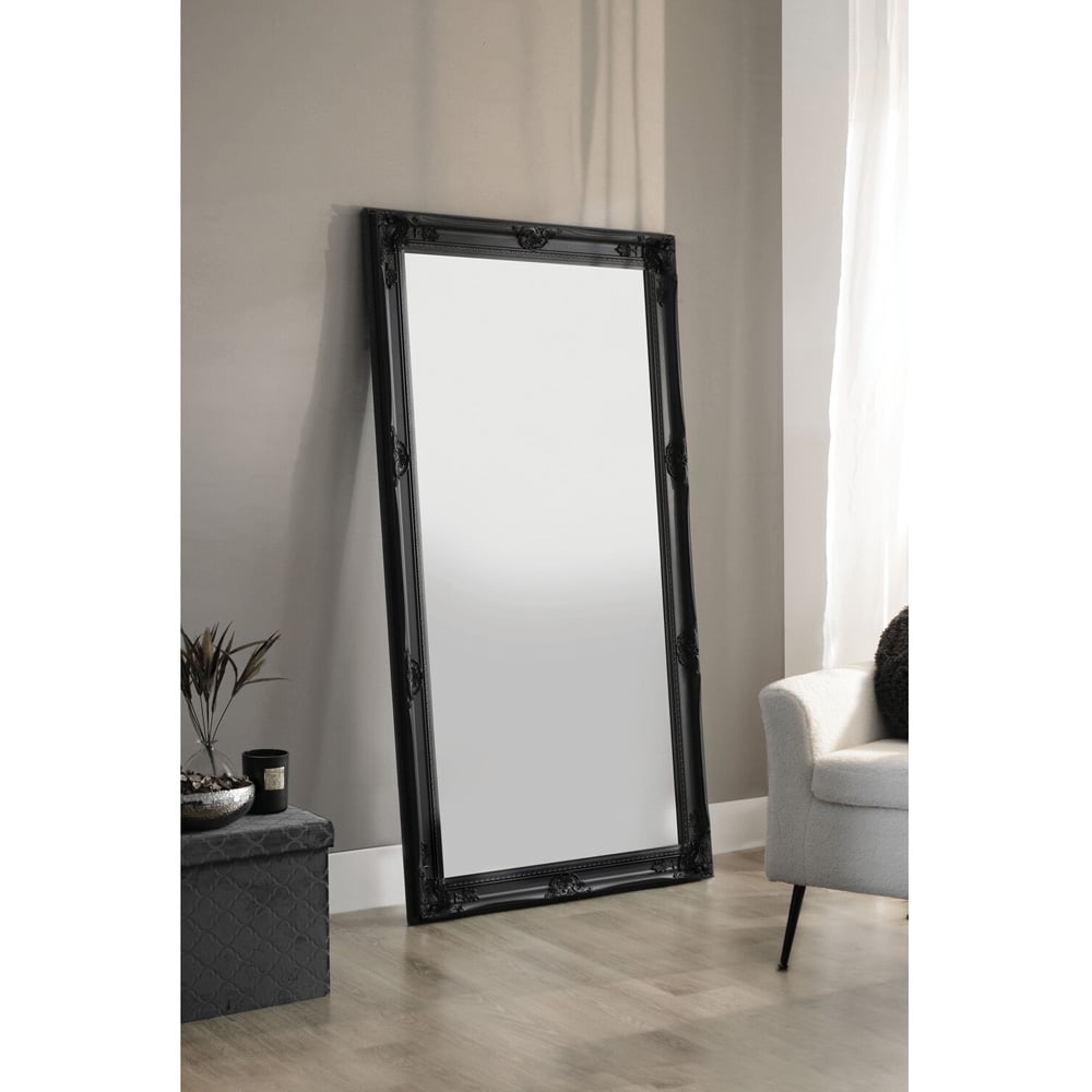 Sophia Black Ornate Lean To Mirror 172 x 92cm Image 2