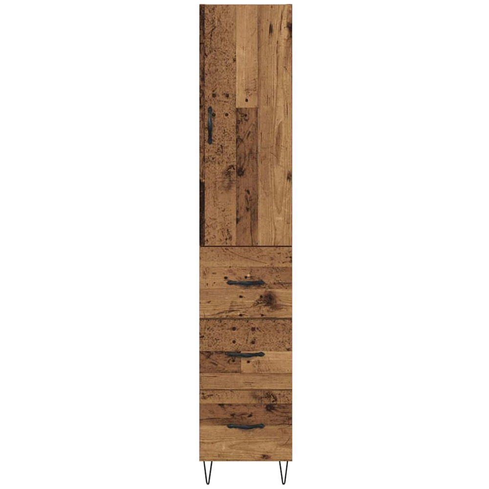 vidaXL Single Door 3 Drawer Old Wood Tall Slim Highboard Image 4