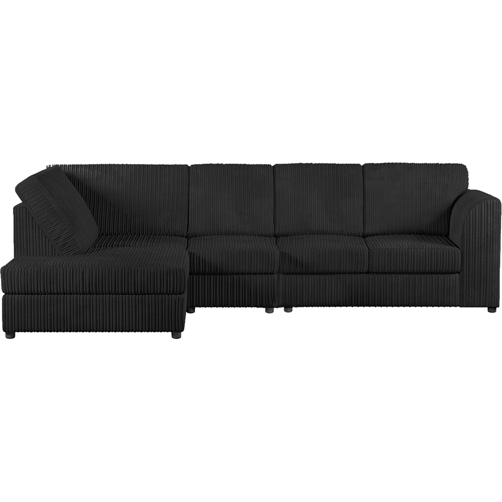 Luxor 4 Seater Black Jumbo Cord Left Hand Facing Full Back L Shaped Corner Sofa Set Image 2