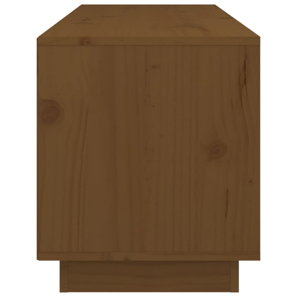vidaXL 2 Door 2 Shelf Honey Brown Solid Pine Wood TV Cabinet Image 8