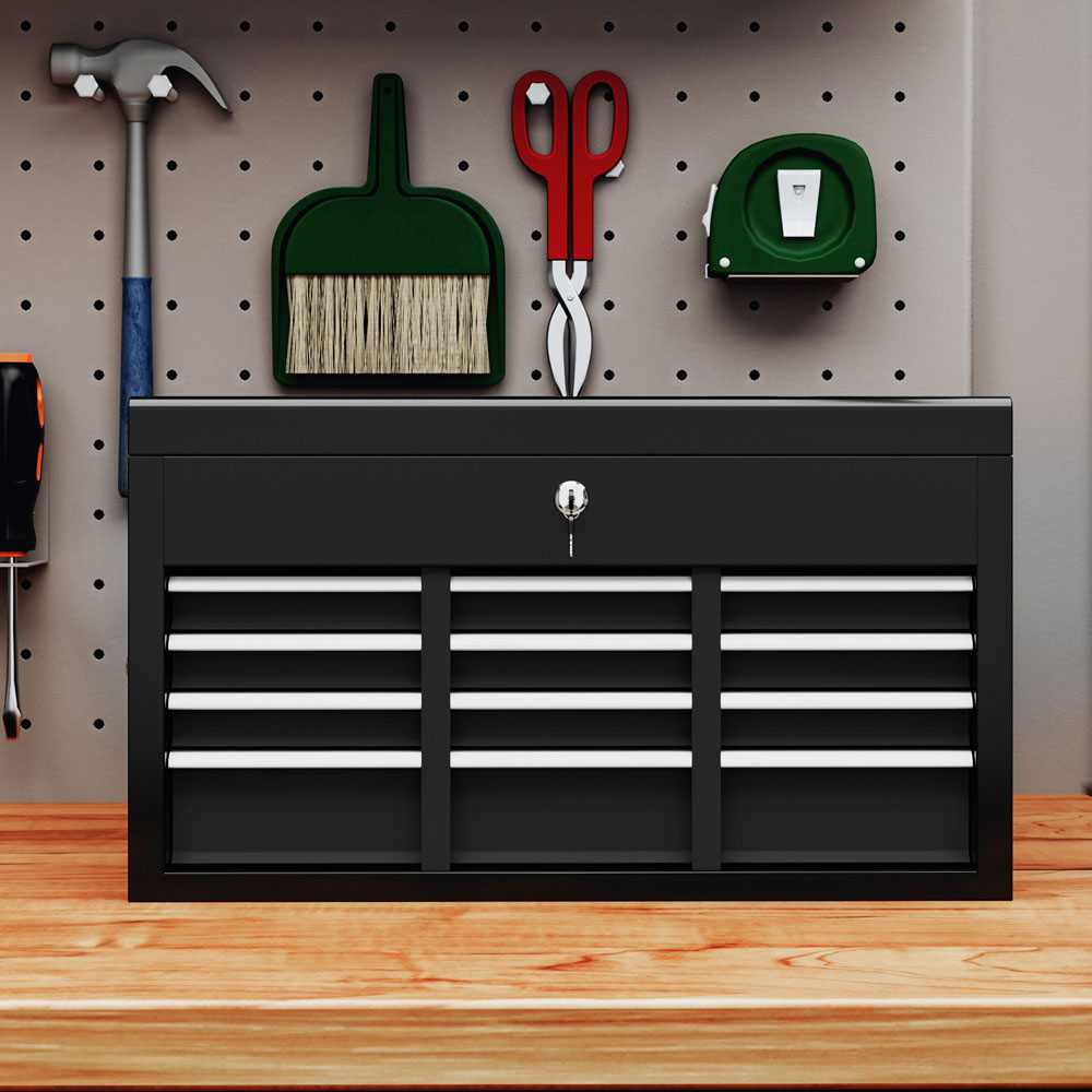 HOMCOM 6 Drawer Black Lockable Metal Tool Chest Image 4