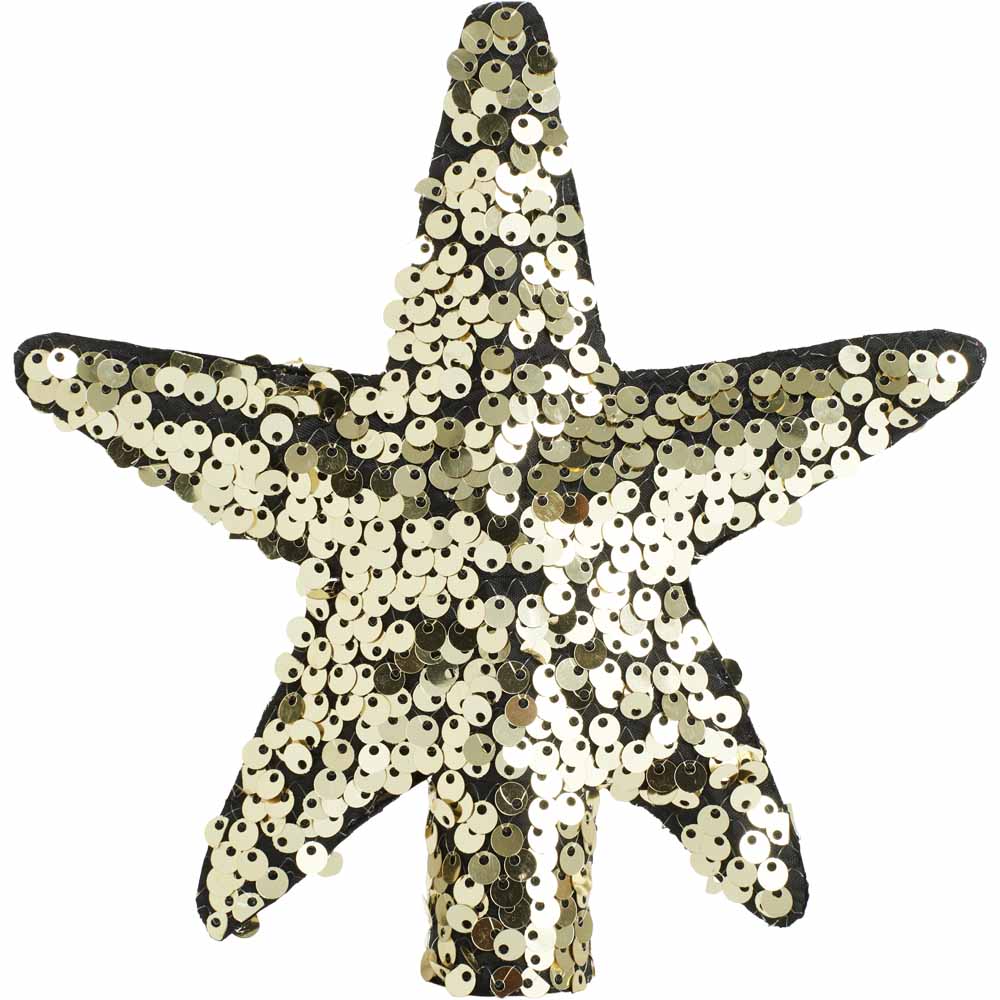 Wilko Luxe Sparkle Gold Sequin Star Tree Topper Image 1