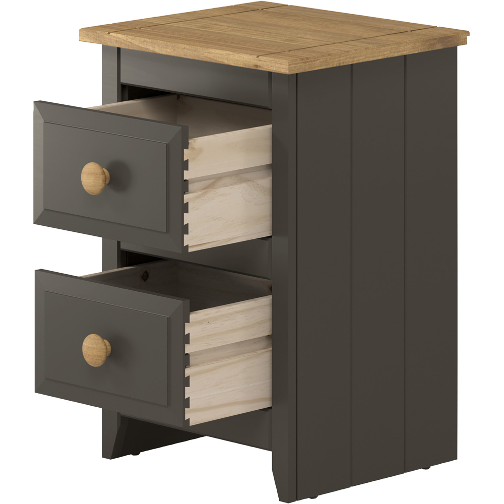 Capri 2 Drawer Carbon Petite Bedside Table Image 3