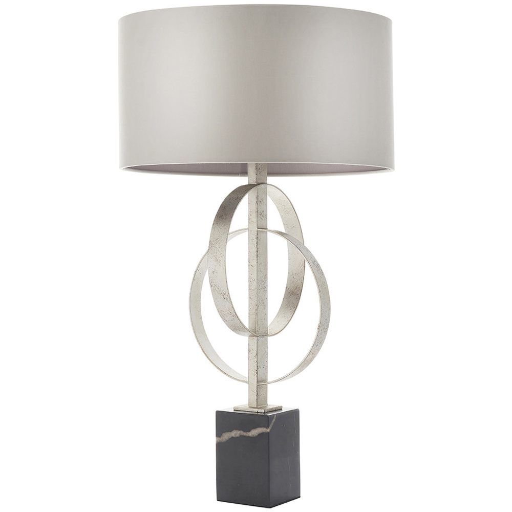 Merano Trento Antique Silver and Mink Satin Fabric Table Lamp Image 3