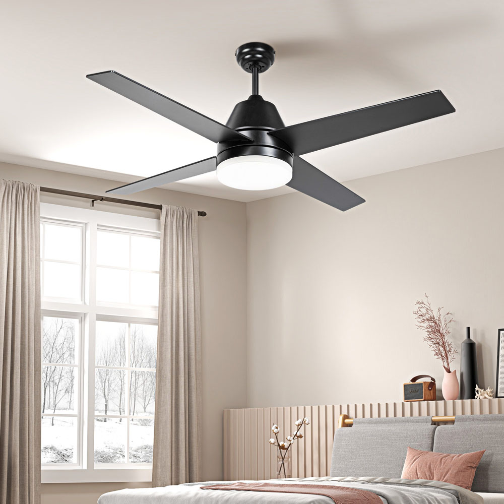 HOMCOM Brown and Black Mounting Reversible Ceiling Fan with Light and Remote Image 2