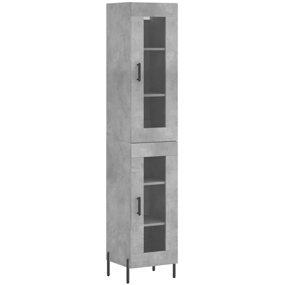 vidaXL 2 Glass Door Concrete Grey Highboard Image 2