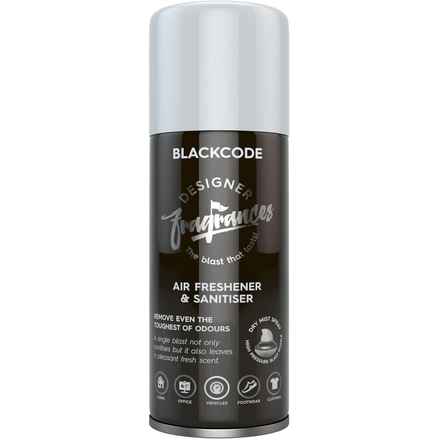 Designer Fragrances Blackcode Air Freshener and Sanitiser Blast Can Image 1