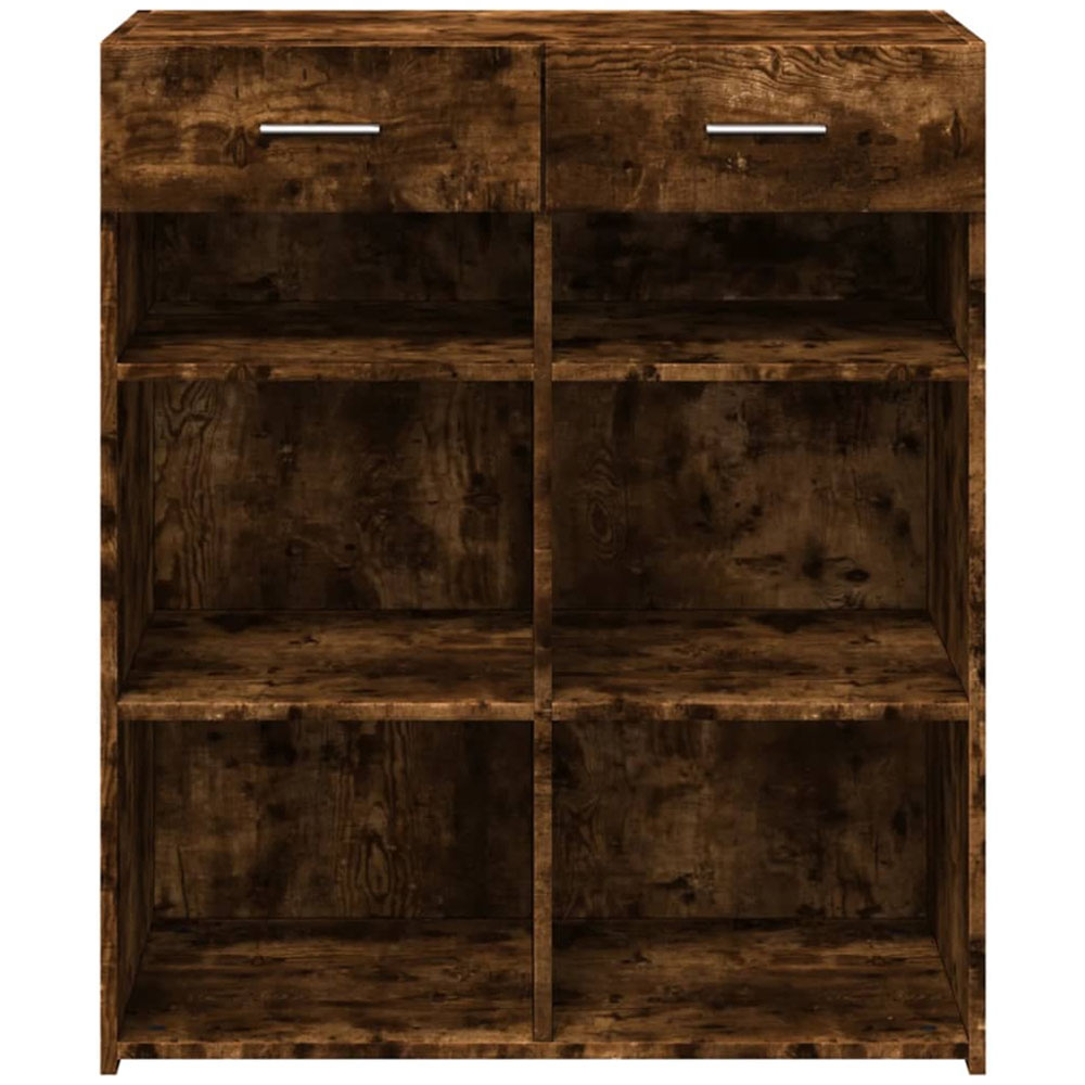 vidaXL 2 Drawer 6 Shelf Smoked Oak Sideboard Image 4