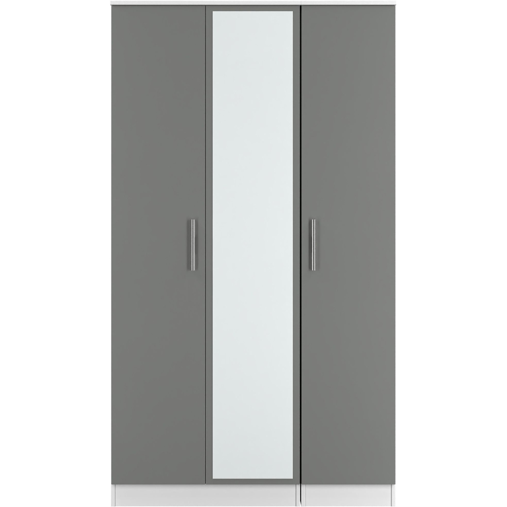 Crowndale Contrast 3 Door Dusk Grey and White Tall Mirrored Wardrobe Ready Assembled Image 7