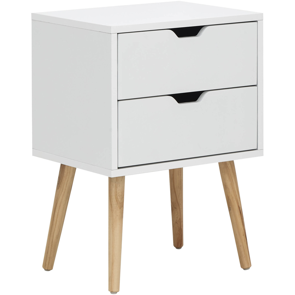 GFW Nyborg 2 Drawer White Bedside Table Image 3