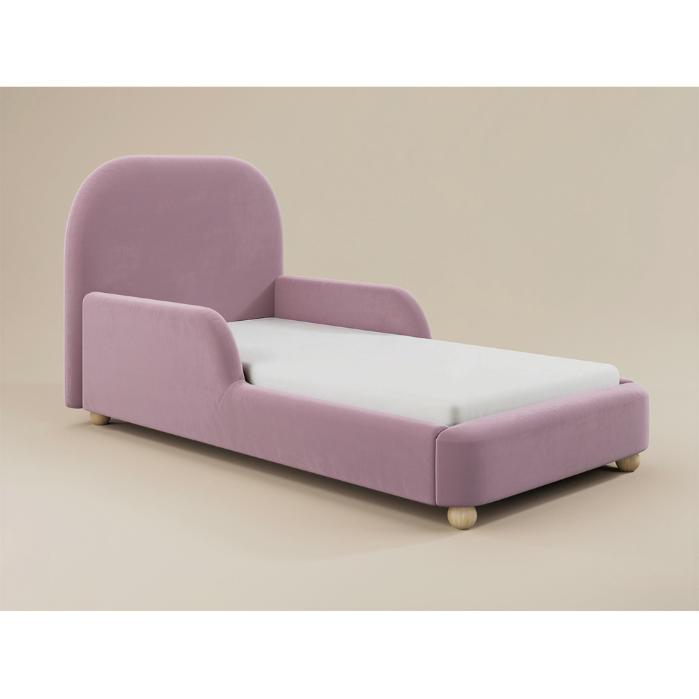 Flair Kira Single Pink Velvet Upholstered Bed with Curved Headboard Image 2