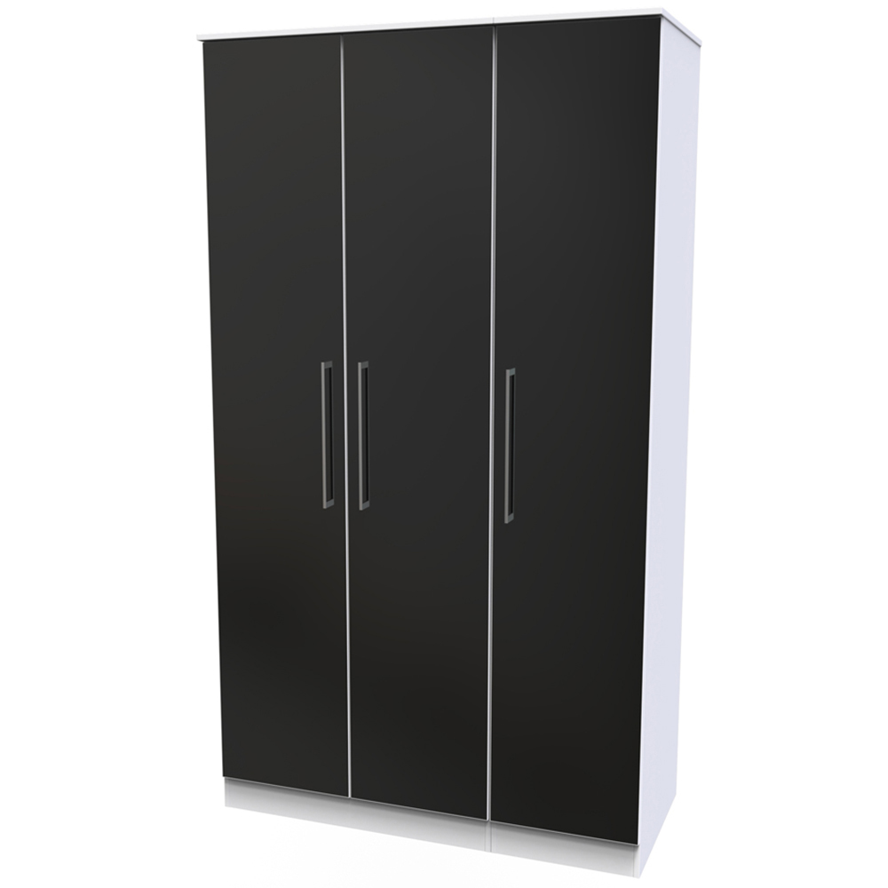 Crowndale Worcester 3 Door Matt Black and White Mirrored Wardrobe Ready Assembled Image 2