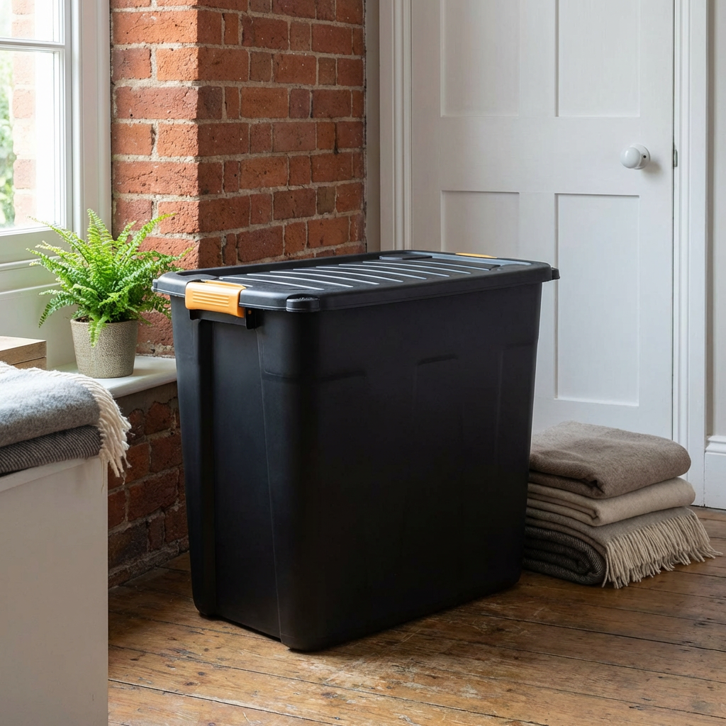 120L Black Lockable Storage Box with Cover Image 3