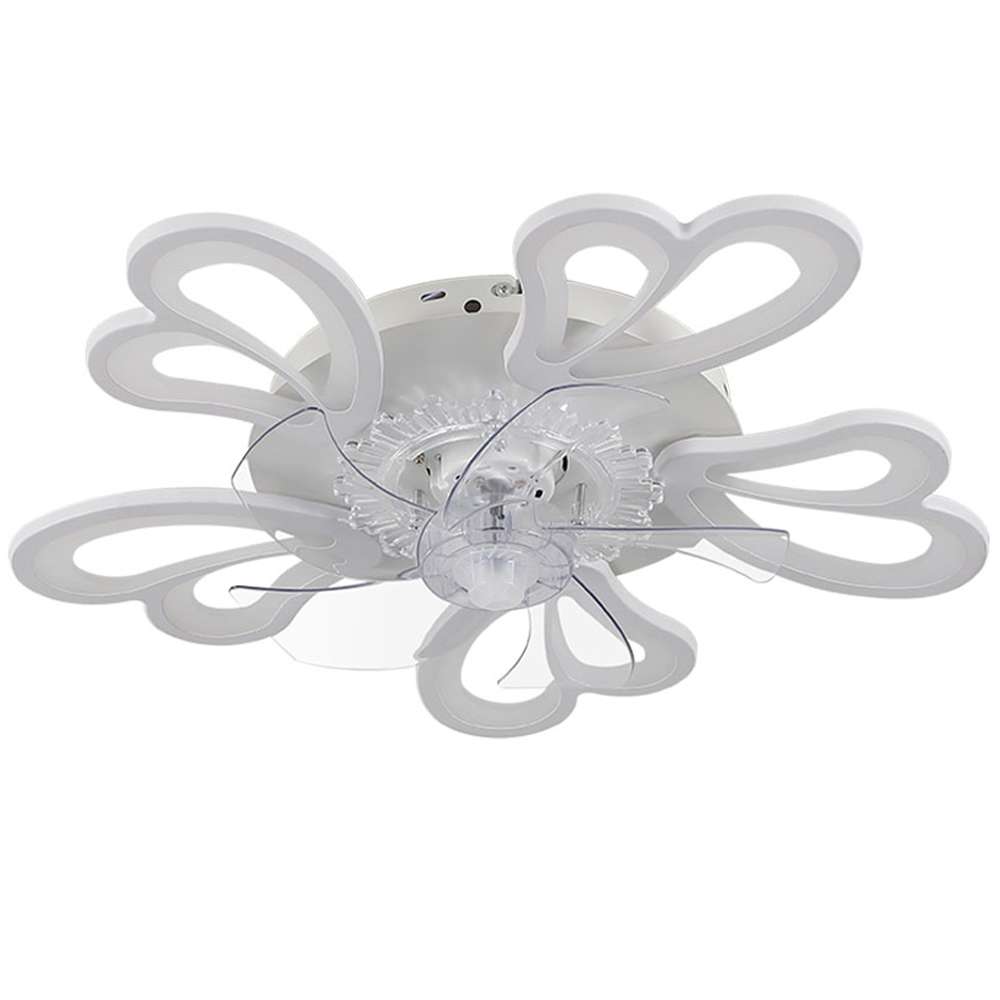 Living and Home White Double Petal Ceiling Fan Light with Remote Control and Bluetooth 25 inch Image 1