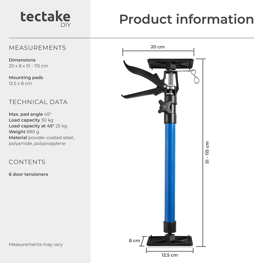 tectake Blue Height Adjustable Door Frame Struts Set 6 Pack Image 8