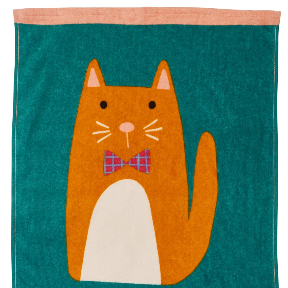 Wilko Velour 'Happy Daze Cat Tea Towel Image 2