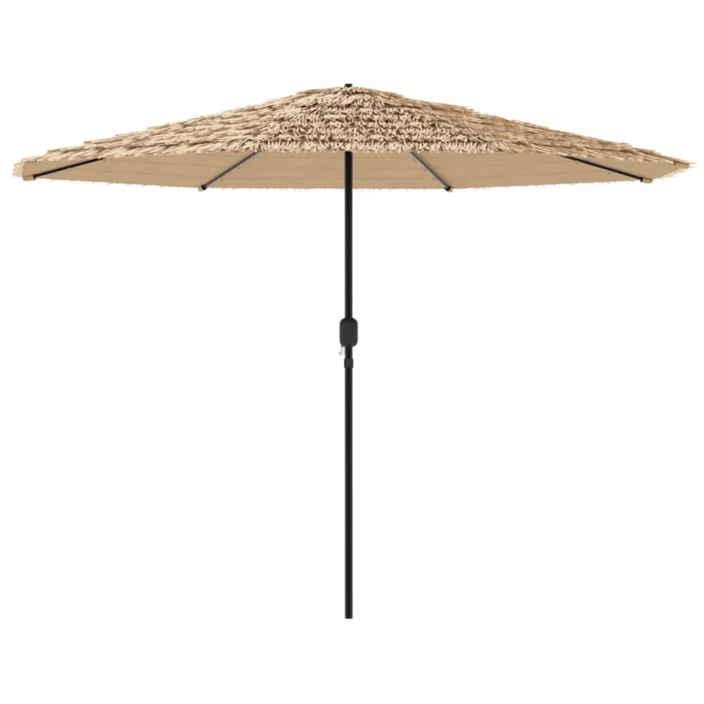 vidaXL Brown LED Light Straw Top Garden Parasol with Steel Pole 3.2m Image 5