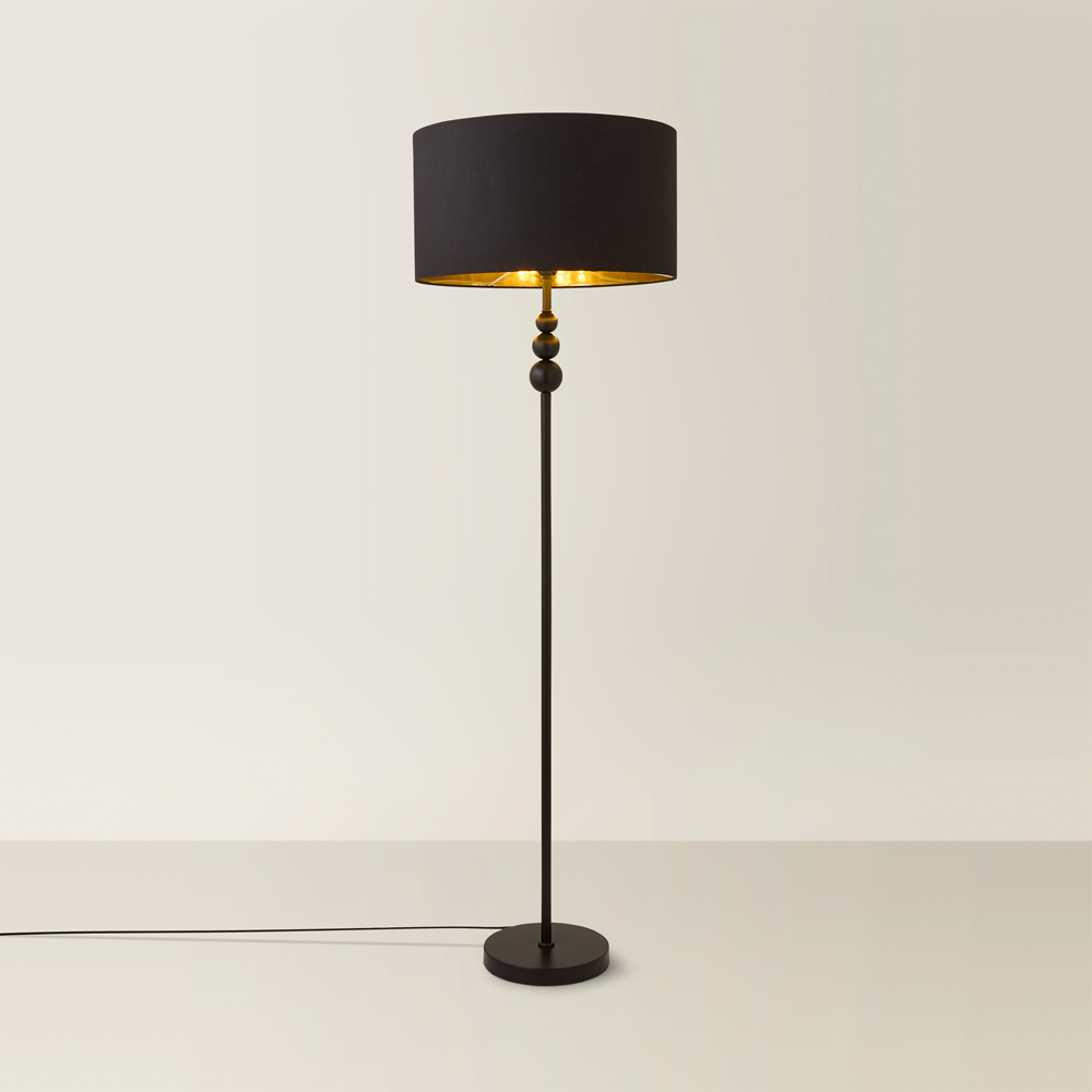 ValueLights Marissa Black and Gold Shade Black Ball LED Floor Lamp Image 5