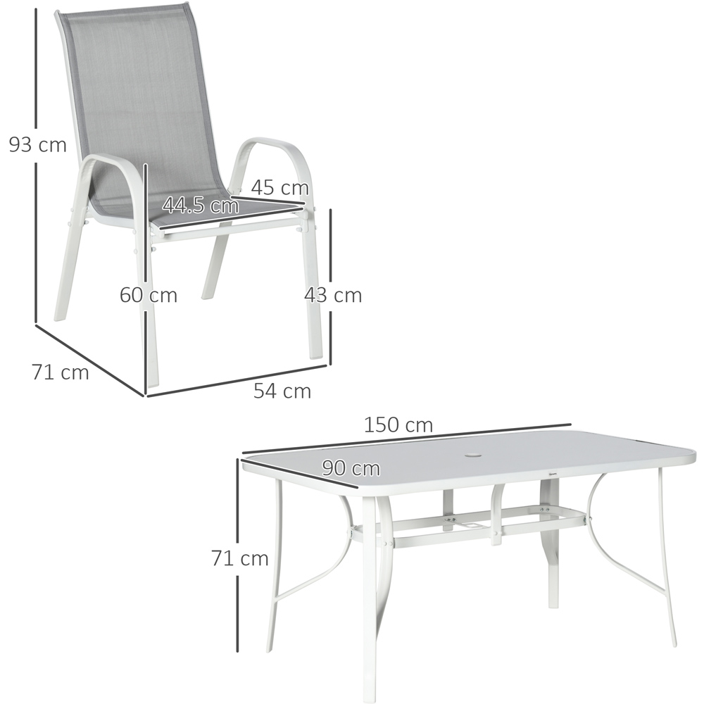 Outsunny 6 Seater Grey Garden Dining Set Image 7
