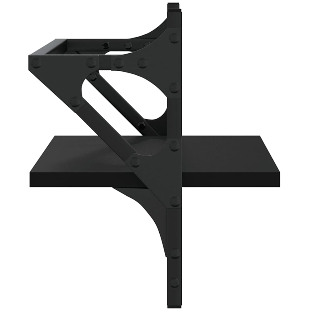 vidaXL 40cm Set of 2 Black Floating Wall Shelf with Bar Image 5