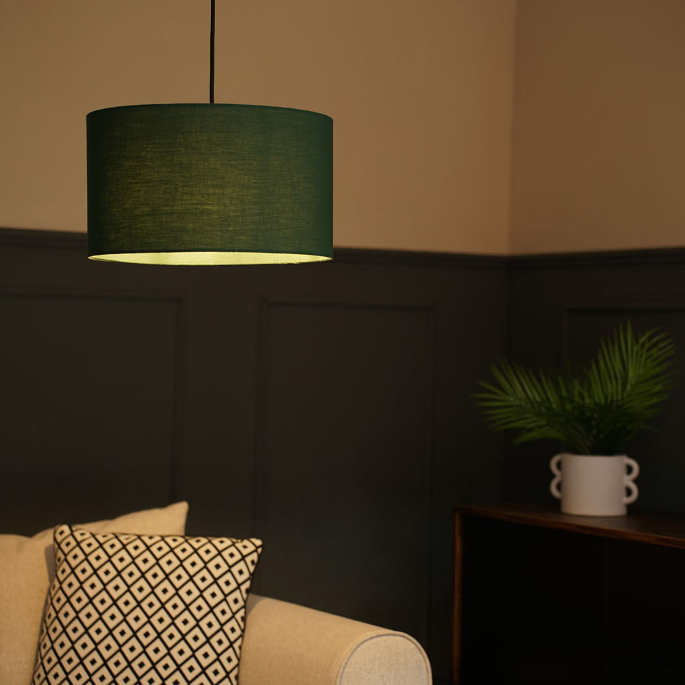 ValueLights Reni Forest Green Ceiling Drum Lamp Shade Medium Image 2