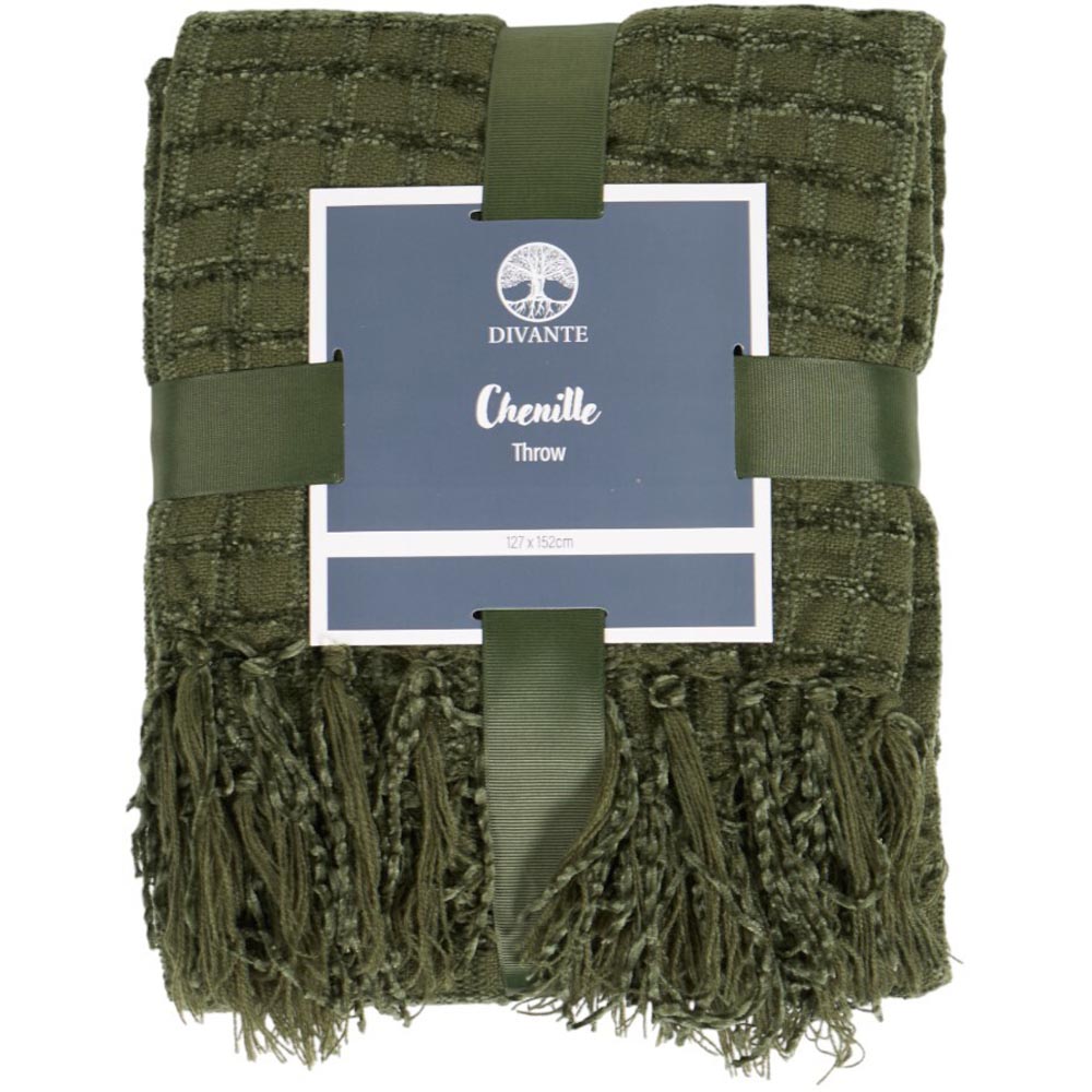 Chenille Check Throw - Emerald Image 1