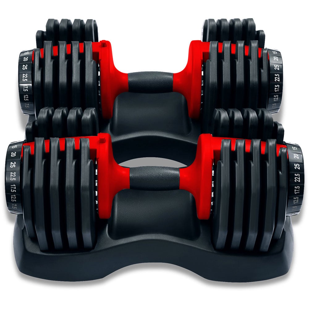 Strongology Urban25 Home Fitness Black and Red Adjustable Dumbbells 2.5kg to 25kg 2 Pack Image 4