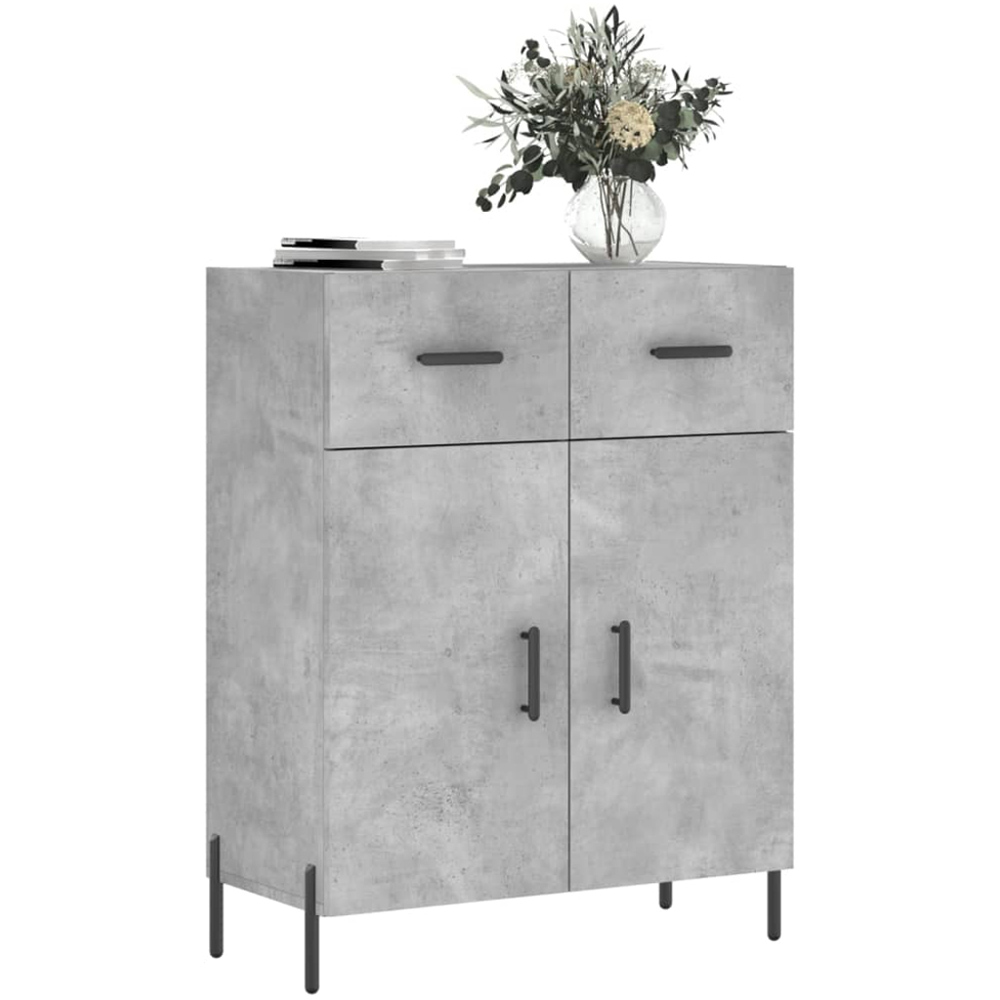 vidaXL 2 Door 2 Drawer Concrete Grey Wooden Sideboard Image 3