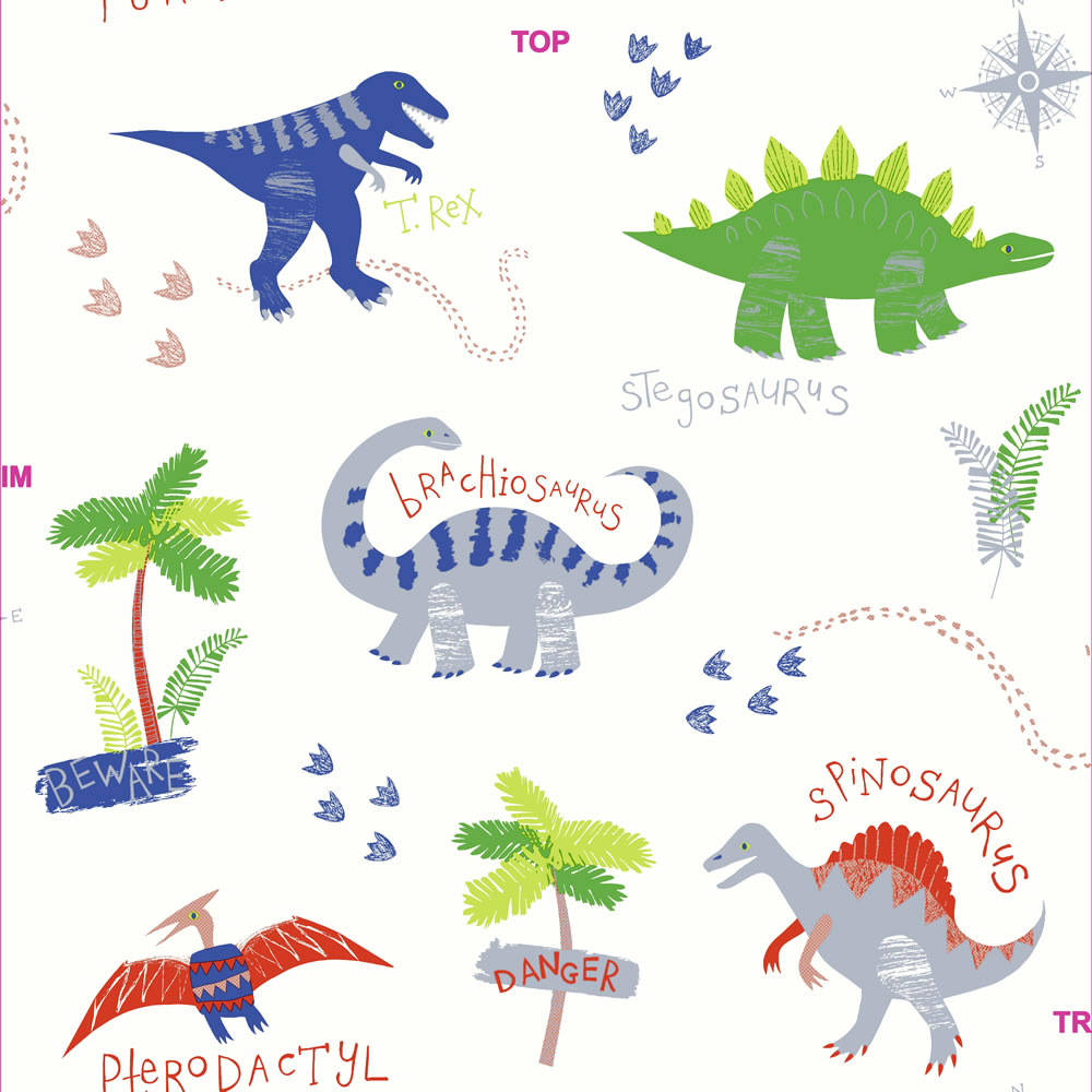 Arthouse Dino Doodles Multicoloured Kids' Wallpape r Image 1