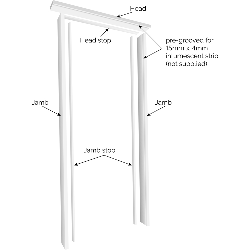 JB Kind Universal Hardwood White Primed FD30 Fire Internal Door Lining Set 2070 x 108mm Image 4