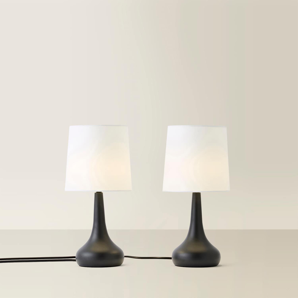 ValueLights Teardrop Grey Shade Black Chrome Touch Table Lamp with Bulb 2 Pack Image 3