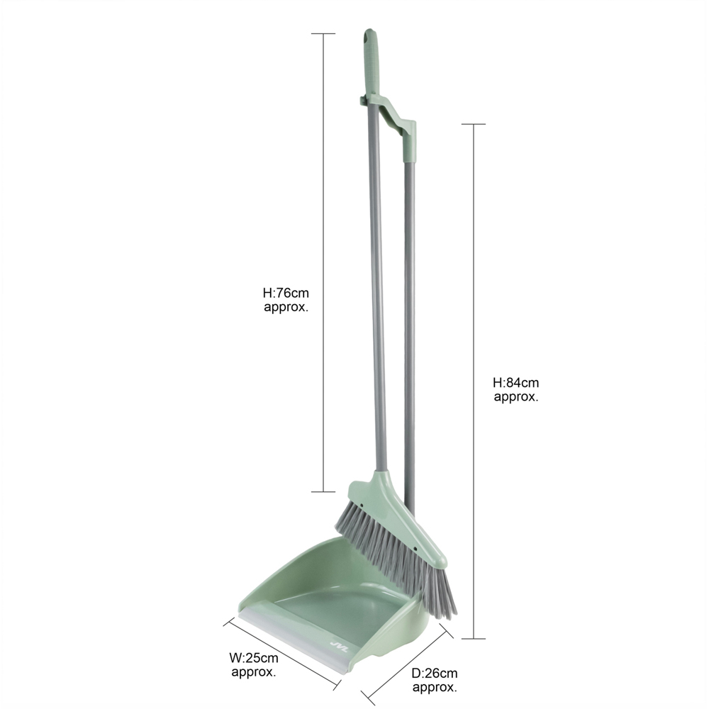 JVL Green Long Handle Dust Pan and Brush Set Image 8