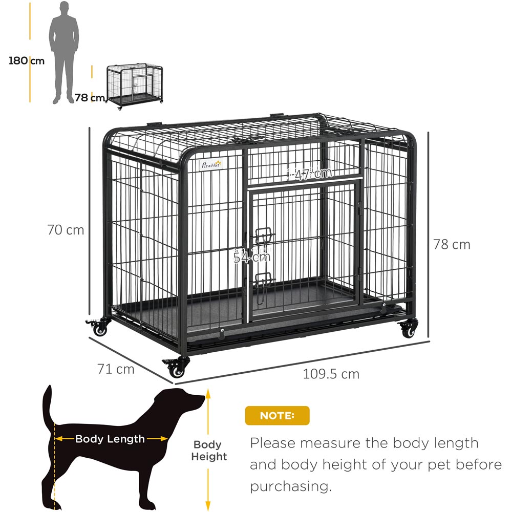 PawHut 109 x 71 x 78cm Metal Dog Cage Kennel Image 8