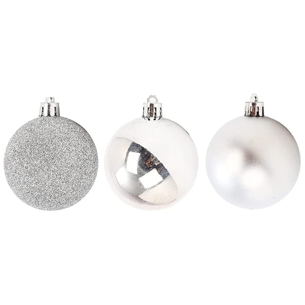 Shatchi 6cm Silver Shatterproof Christmas Baubles 6 Pack Image 2
