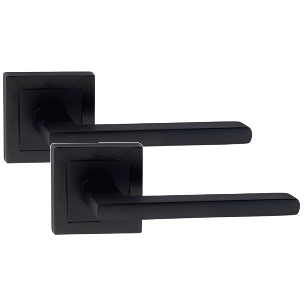 Golden Grace Matt Black Leon Straight Door Handles Set 52 x 52mm Image