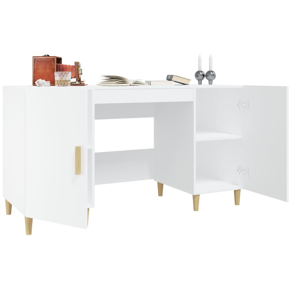vidaXL 2 Door Computer Desk White Image 3
