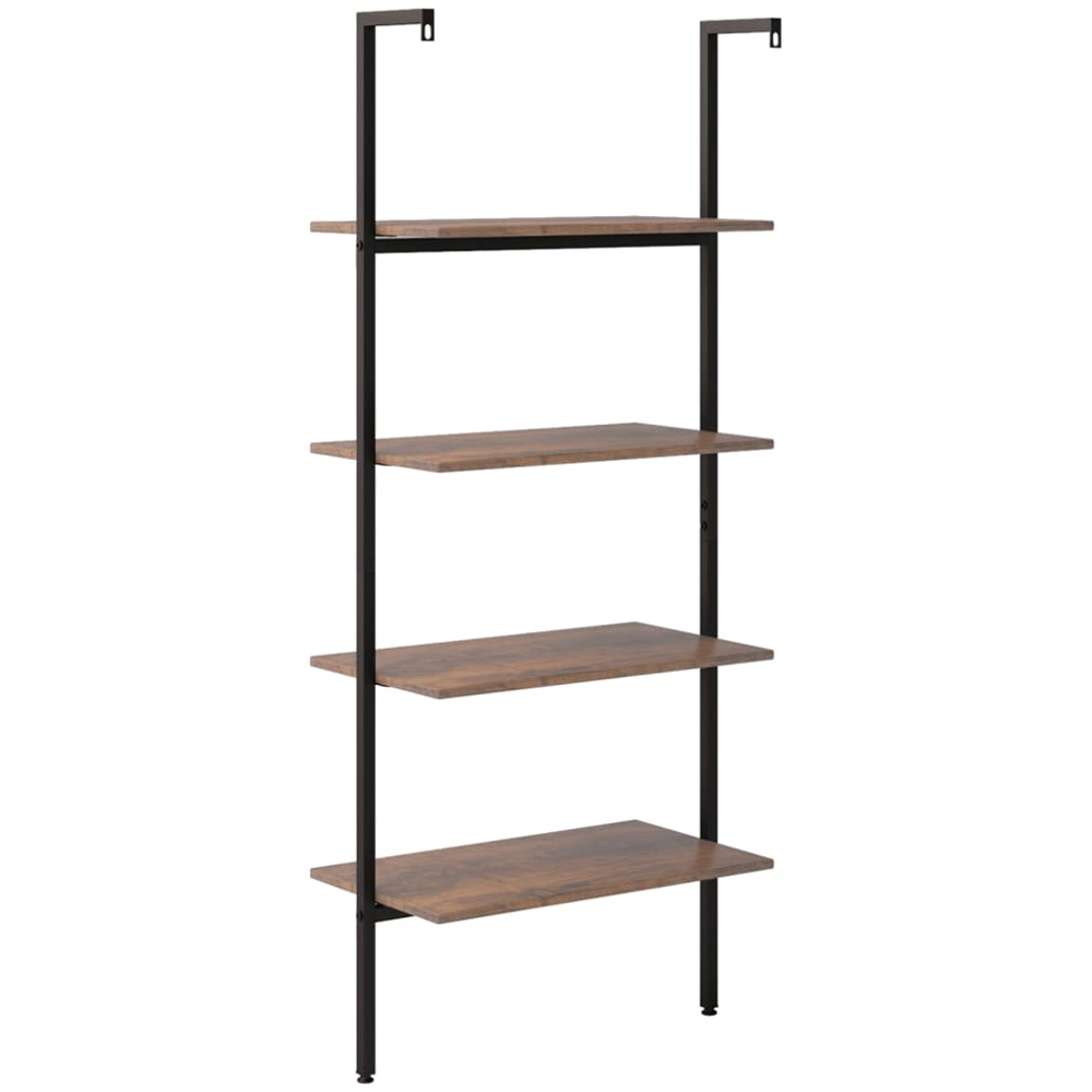 vidaXL 4-Tier Dark Brown and Black Leaning Shelf Image 3