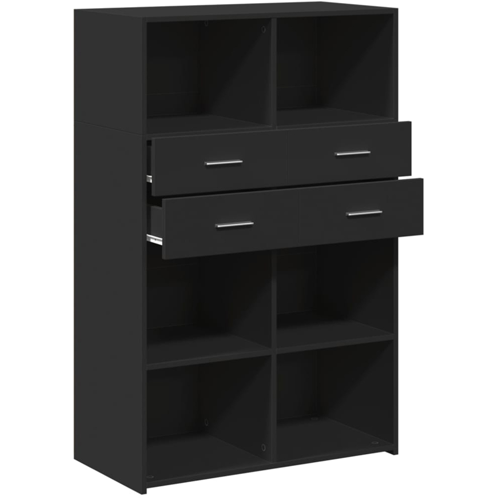 vidaXL 2 Drawer 6 Shelf Black Highboard Image 7