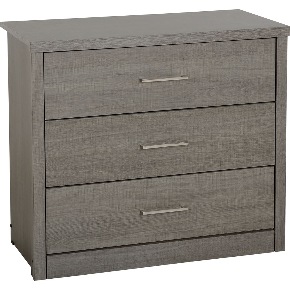 Lisbon Black Woodgrain 3 Drawer Chest Of Drawers Wilko