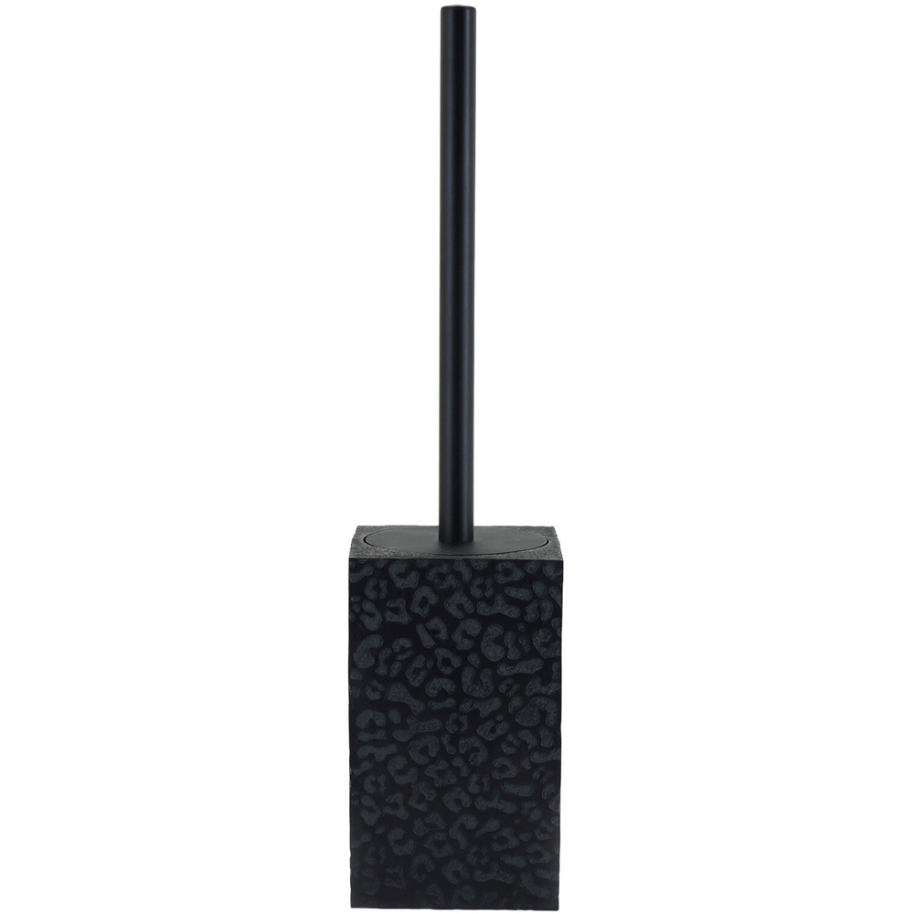 Noir Leopard Print Toilet Brush Holder Black Image 1