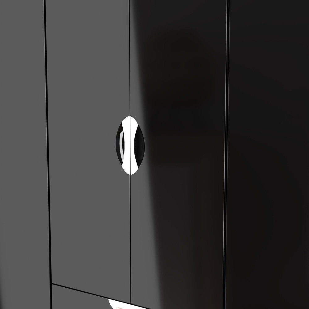 Crowndale Camden 6 Door 2 Drawer Black Gloss and Black Wardrobe Ready Assembled Image 9