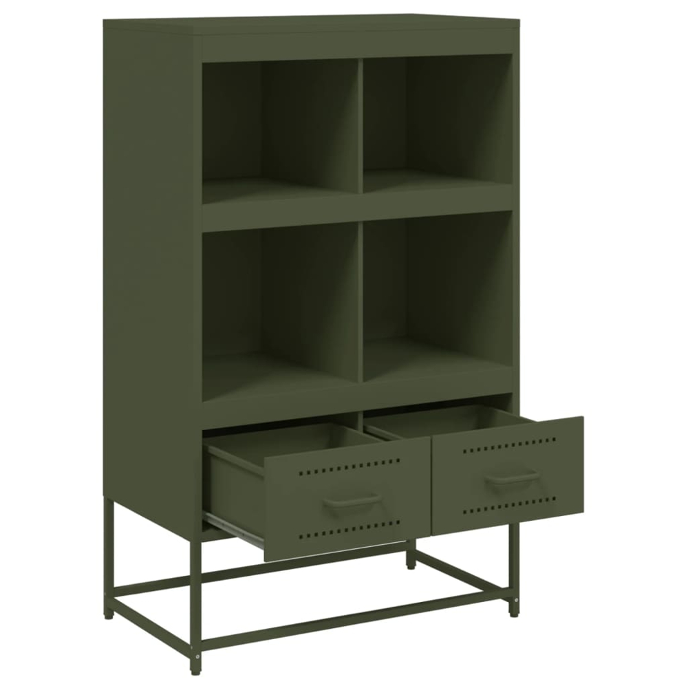 vidaXL 2 Drawer 4 Shelf Green Cold-Rolled Steel Highboard Image 8