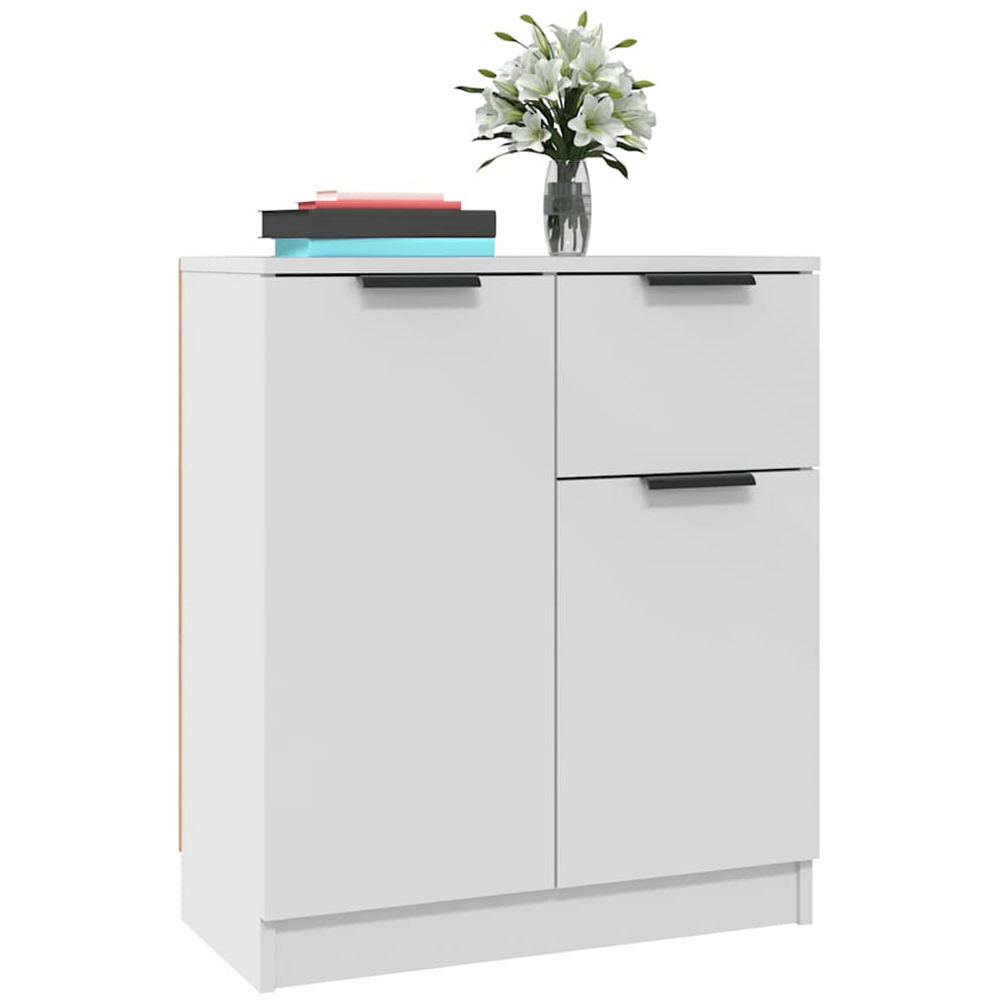 vidaXL 2 Door Single Drawer White Sideboard Image 4